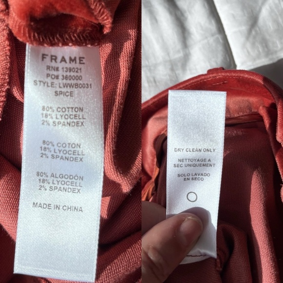 Frame Denim High Waist Velvet O-Ring Zip Flare Pant 0 Spice - Picture 13 of 16